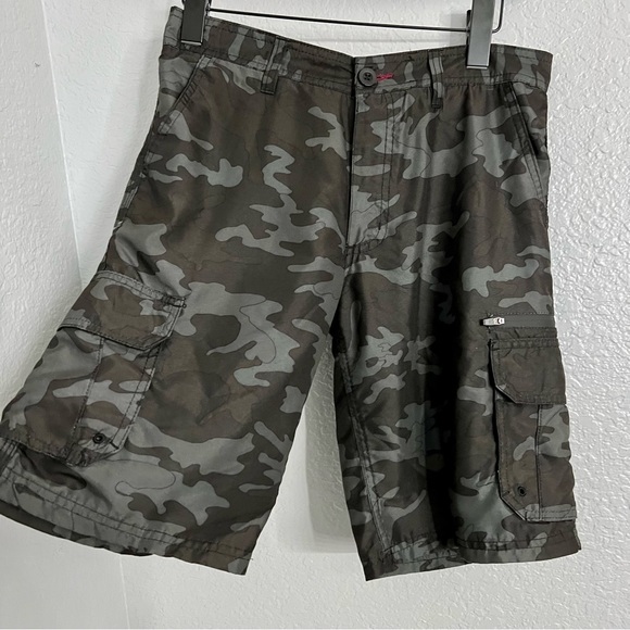 Burnside Board Shorts with Grey and Black Camo Print - Picture 3 of 11